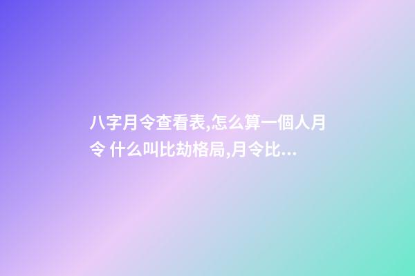 八字月令查看表,怎么算一個人月令 什么叫比劫格局,月令比劫定格局,八字得月令表-第1張-觀點-玄機派